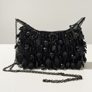 Mary Frances Y2K Black Beaded Mini Shoulder Bag